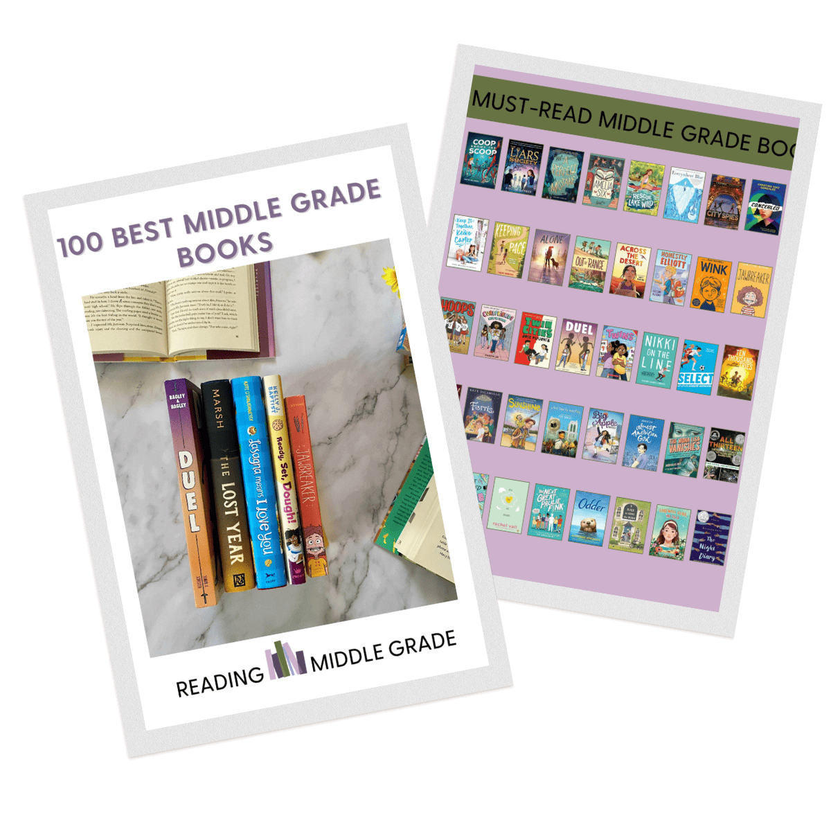 screenshot of 100 best middle grade books printable
